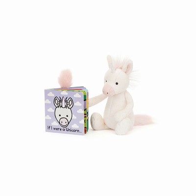 Jellycat If I Were a Unicorn Board and Bashful Unicorn Medium UK | 29634ZDHQ